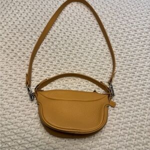 BY FAR Yellow Crossbody Bag with Crescent Shape and Adjustable Strap